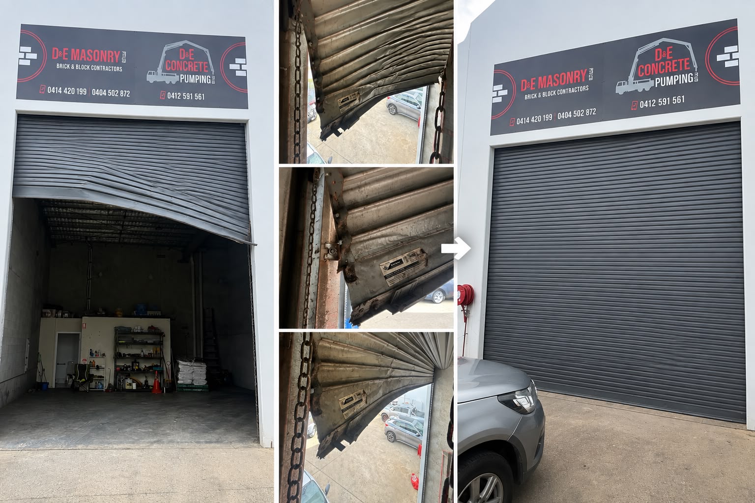 Roller door before and after repair